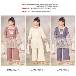 Girls' Embroidered Rayon Palazzo Suit Set with Nazmin Dupatta